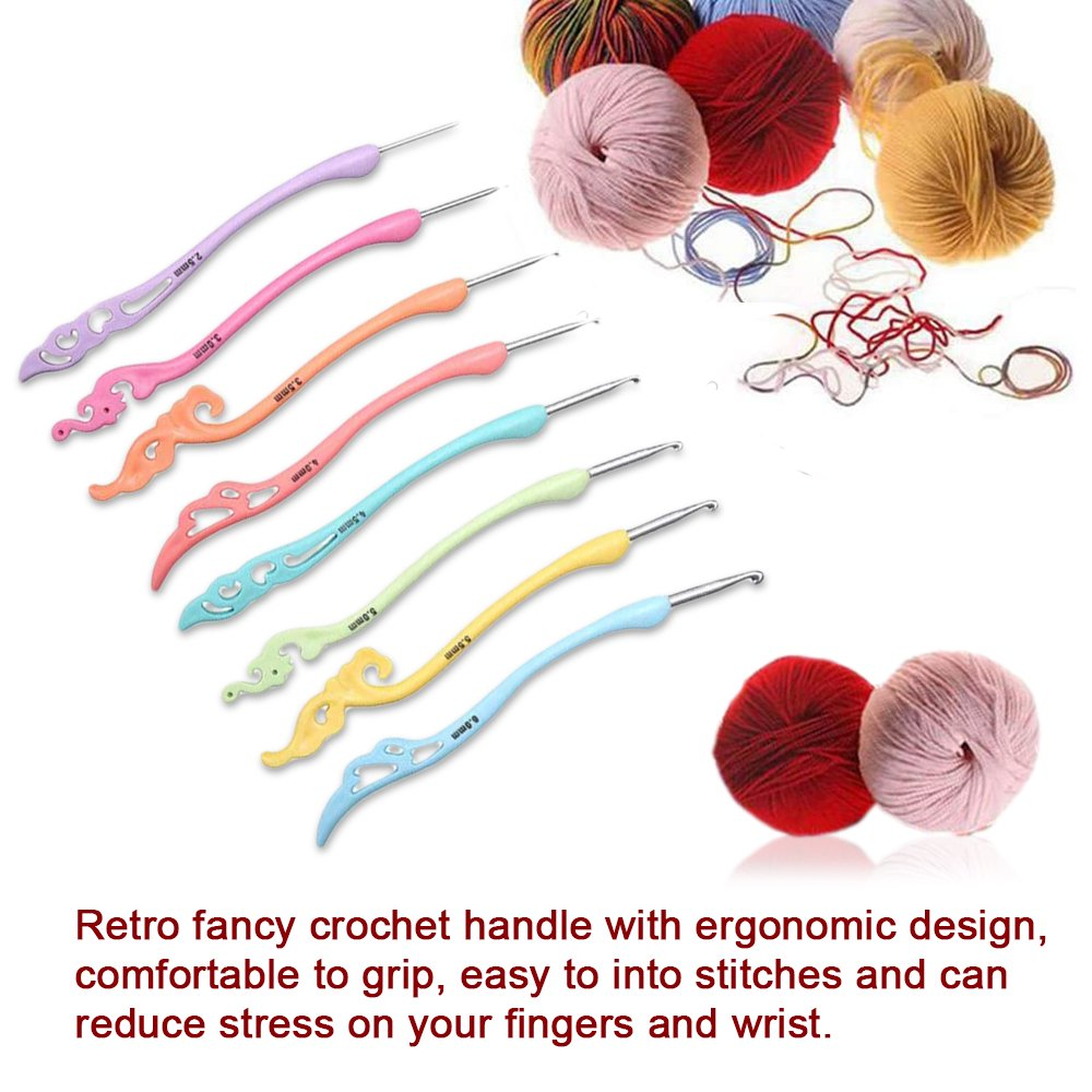 Chok Crochet Hooks, Ergonomic Handle Crochet Hooks Set for Arthritic Hands,  Comfortable Smooth Crochet Needles Extra Long Knitting Needles,Best Gift  for Women（Multi-color） 